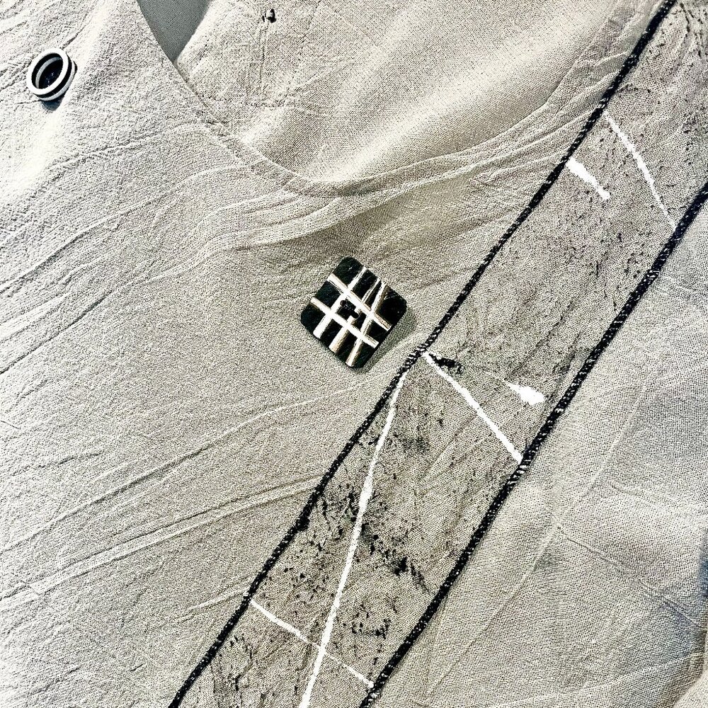 Lee Andersen Lagenlook Wearable Art Grey Tunic Dress with Side Pocket Size 2X - Picture 5 of 9